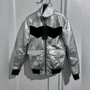 Faux leather silver jacket size S
